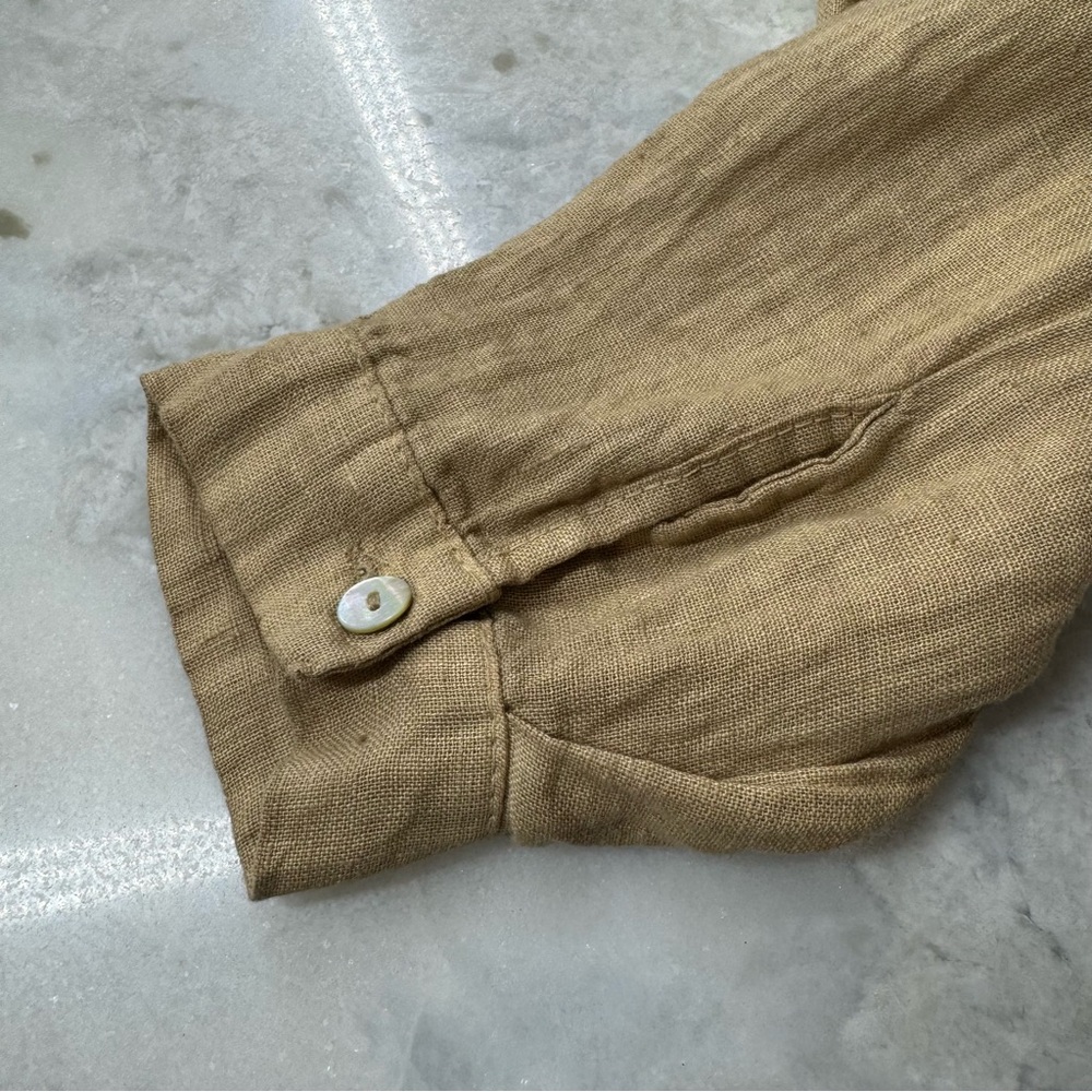 Scandal 100% Linen button down midi dress with split seams M/L Made in Italy - Picture 5 of 12